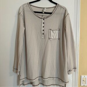 She & Sky thermal waffle henley women large